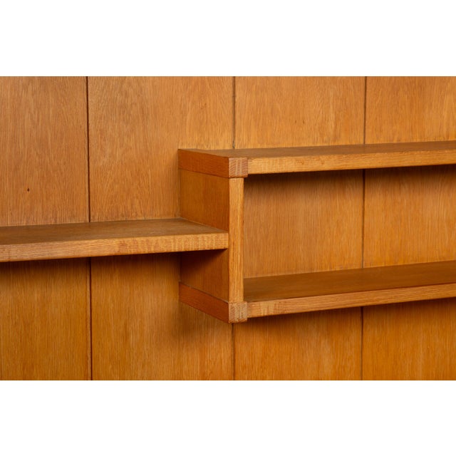 French Modernist Oak Bar Cabinet Bookshelf by Guillerme and Chambron For Sale - Image 12 of 16