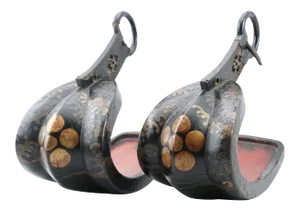 Japanese Samurai Abumi Stirrups Lacquer Edo, 18th Century - A Pair