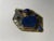 Modern Blue Lapis and Hammered Silver Oversized Pendant For Sale - Image 3 of 4