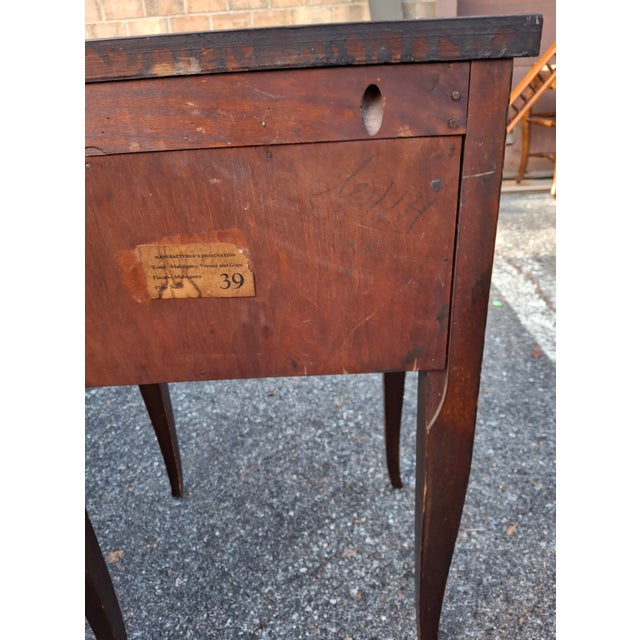 Federal Style Stained Mahogany Two-Drawer Side Table Nightstand, Circa 1940s For Sale - Image 11 of 12