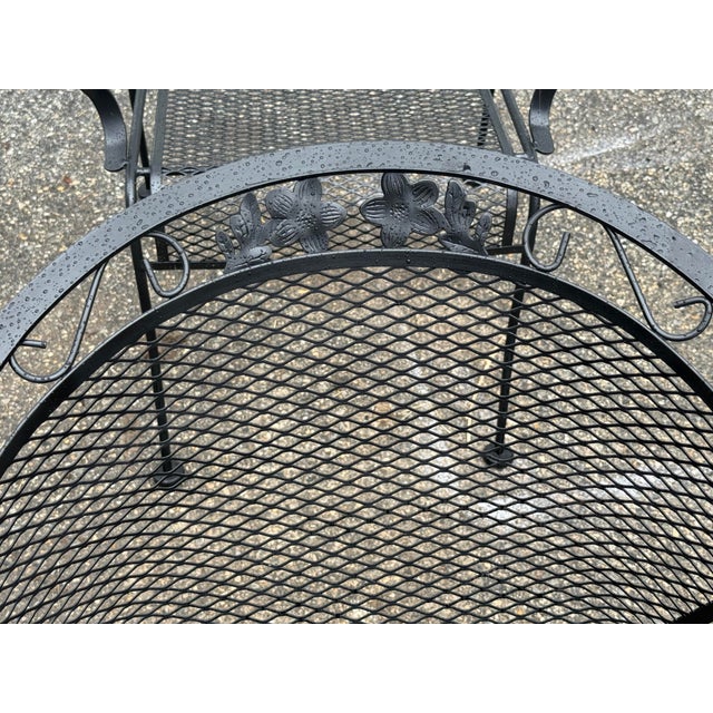 Metal Vintage Woodard Style Outdoor Wrought Iron Arm Chairs – Set of 4 For Sale - Image 7 of 12