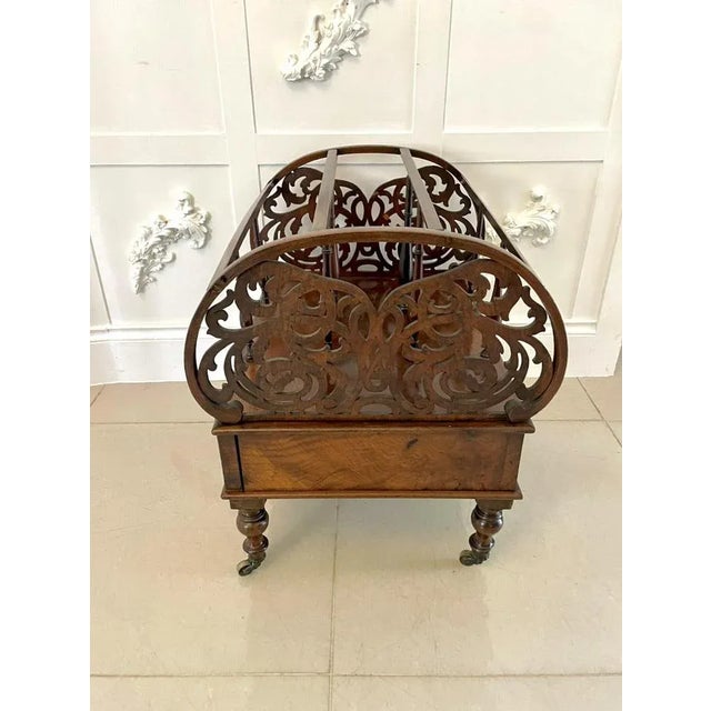Brown Large Victorian Freestanding Burr Walnut Canterbury, 1850s For Sale - Image 8 of 12