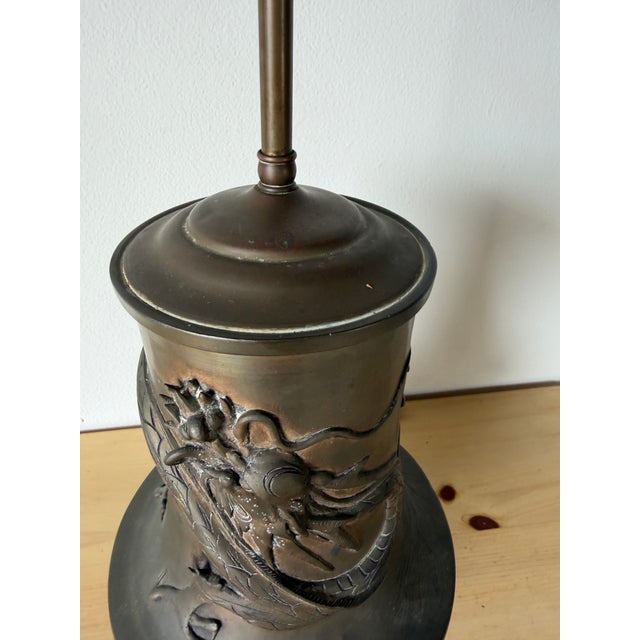 19th Century Japanese Meiji Period Bronze Dragon Table Lamp For Sale In Miami - Image 6 of 12