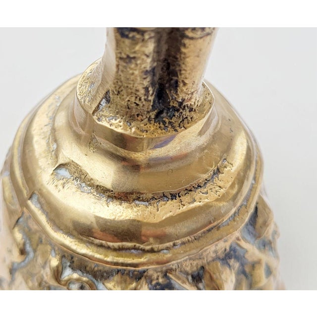 Metal Antique Belgian Flemish Figurative Brass Table Bell, 1890 For Sale - Image 7 of 13