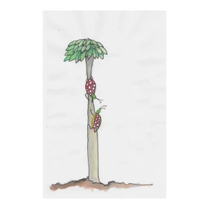 1998 Ladybugs Climbing Tree Watercolor