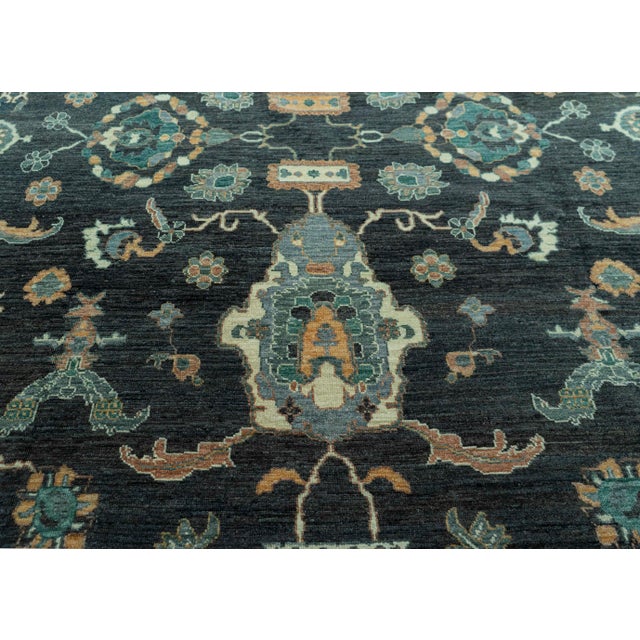 Early 21st Century Turkish Oushak Antique Look Rug 12'9" x 17'8" #20063 For Sale - Image 5 of 8