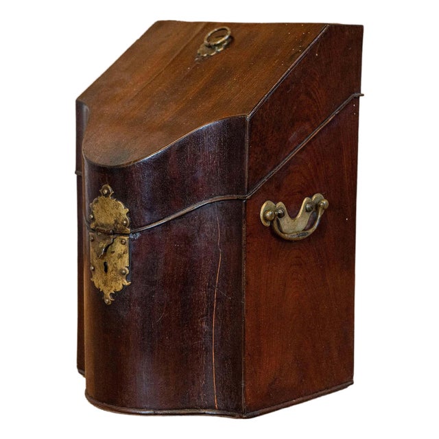 English George III Period Early 18th Century Walnut Box with Brass Hardware For Sale