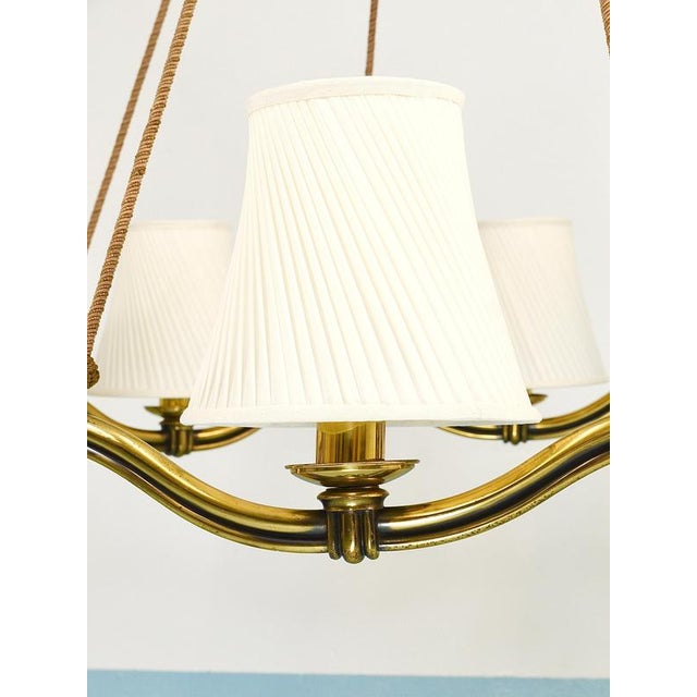 Metal Large Viennese Modernism Curved Brass Wave Chandelier by Hugo Gorge, 1940s For Sale - Image 7 of 18