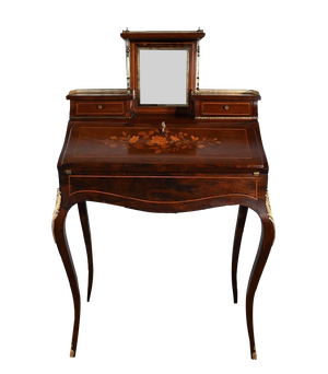 Small Louis XV Style Ladys Desk in Marquetry, Late 19th Century