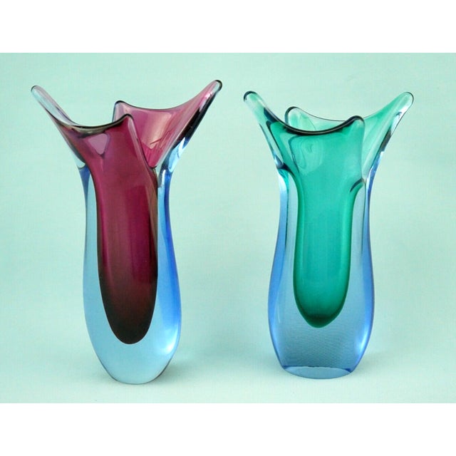 1930s Murano Sommerso Glass Vases attributed to Flavio Poli, Italy, 1930s, Set of 2 For Sale - Image 5 of 18