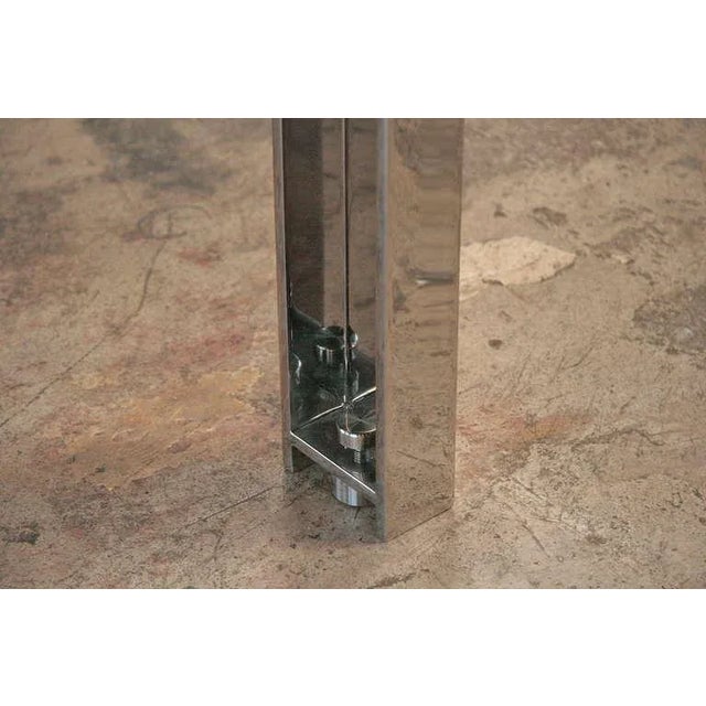 Contemporary Italian Walnut & Stainless Steel Console Table For Sale - Image 10 of 11