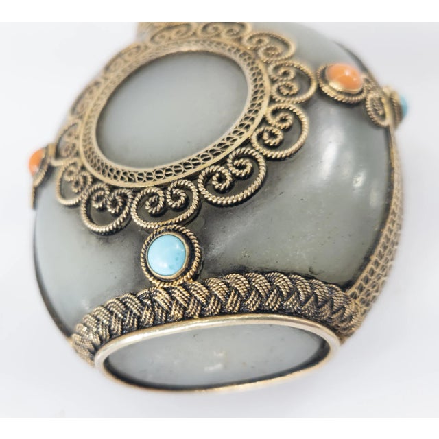 Chinese Mongolian Style Agate or Jade Snuff Bottle For Sale - Image 12 of 13