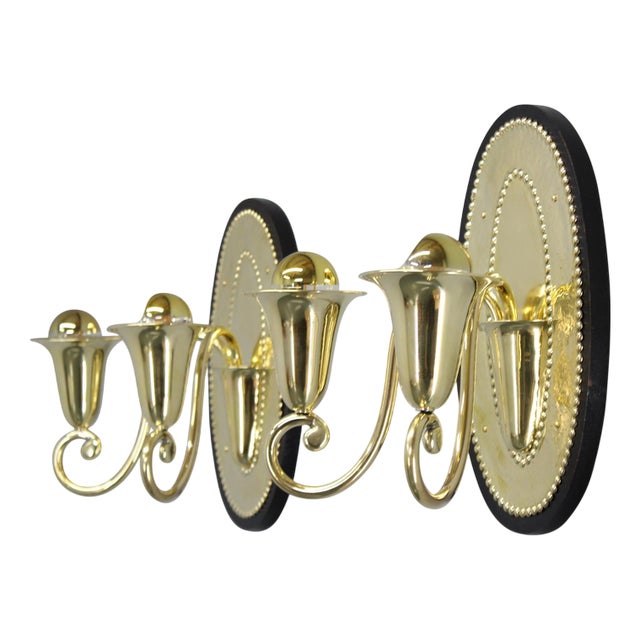 Art Nouveau Brass Wall Sconces in the style of Hoffmann, 1920s, Set of 2 For Sale