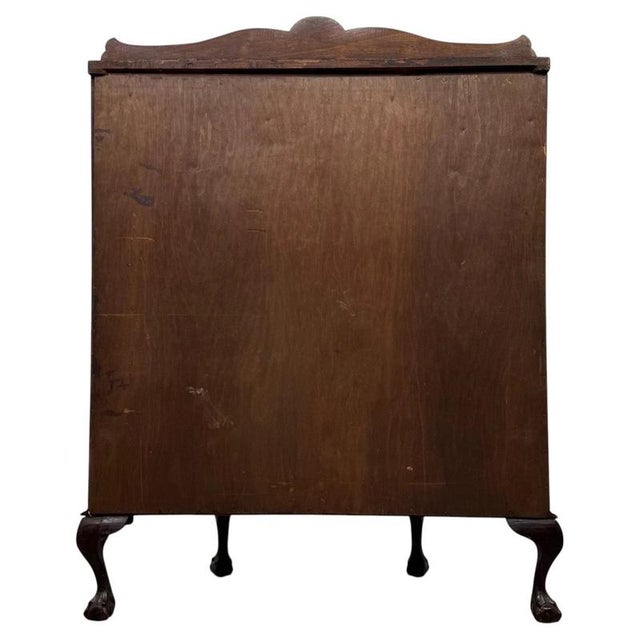 Brown Early 20th Century Antique English Edwardian Demi-Lune Glazed Vitrine Cabinet For Sale - Image 8 of 9