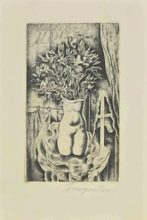 Michel Fingesten, Ex Libris Mantero, Etching, 1930s