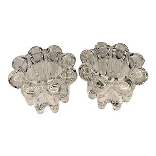 1960s Reims France Bubble Design Crystal Candleholders- Set of 2 For Sale