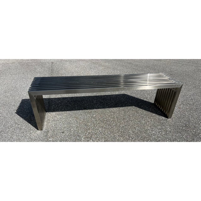 1970s Stainless Steel Bench For Sale - Image 5 of 7