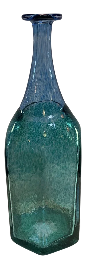 Kosta Boda Sweden Green and Blue Glass Bottle Vase