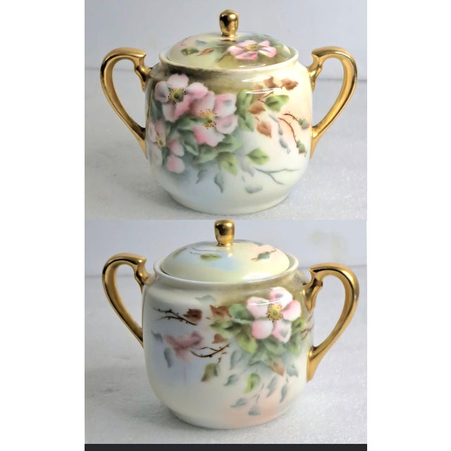 1950s Royal Sealy Japan 11pc Tea Set Hand Painted Floral Gold l.s. Katsushige - Set of 10 For Sale - Image 9 of 12
