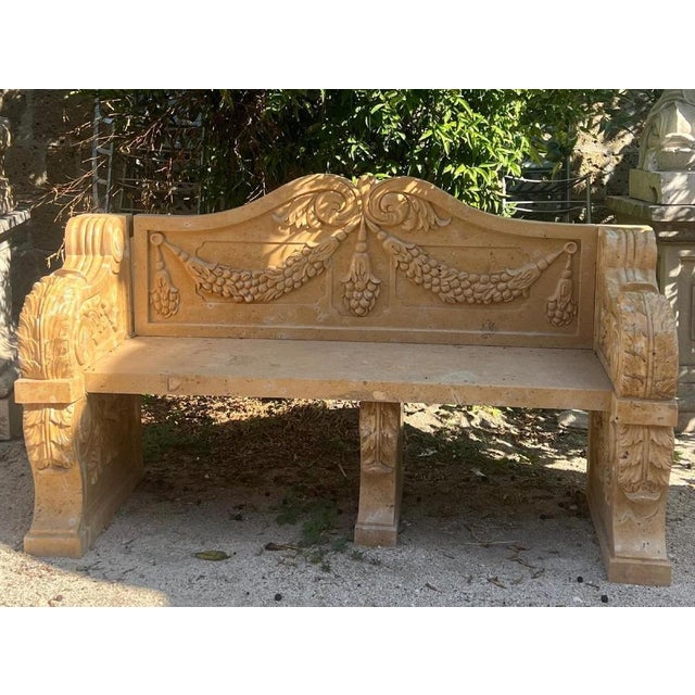 Stone 20th Century Talian Marble Bench, 1970s For Sale - Image 7 of 8