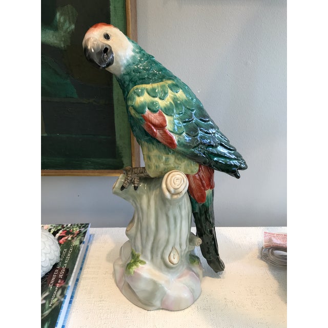 Large Ceramic Colored Parrots Figurines A Pair Chairish