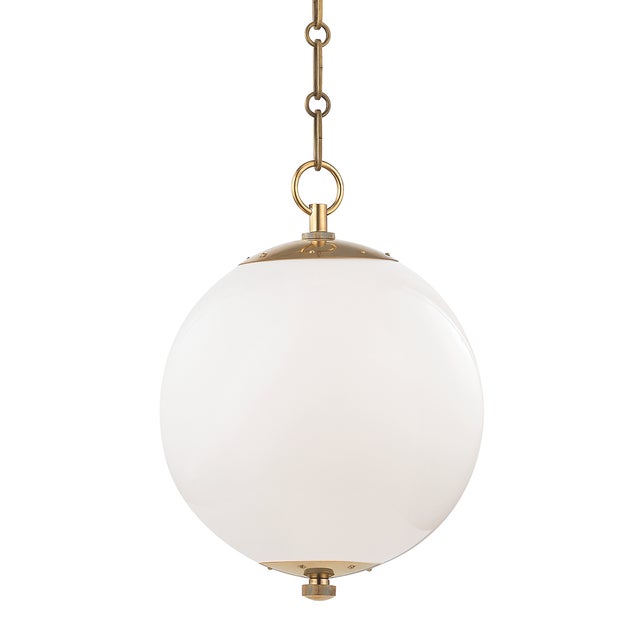 Transitional Mark D. Sikes 1 Light Sphere No. 1 Pendant, Small, Aged Brass For Sale - Image 3 of 3
