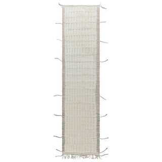 Modern Tribal Moroccan Wool Runner with Kilim and Tassels by Doris Leslie Blau For Sale
