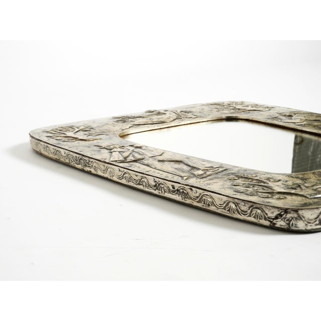 Mid-Century Modern Wall Mirror with Silver-Plated Frame, 1950s For Sale - Image 12 of 18
