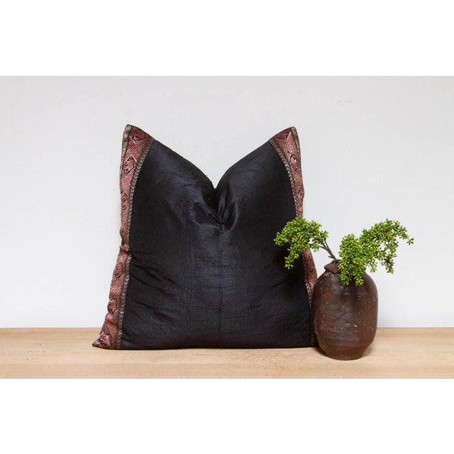 Textile Midnight Black Festive Silk Euro Pillow Cover For Sale - Image 7 of 7