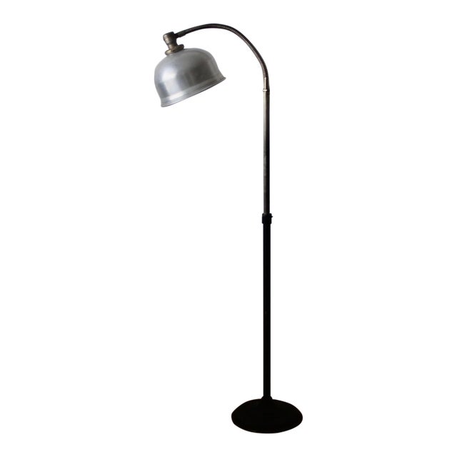 Vintage Early 20th Century Attributed to M. Brandt & Sons Industrial Style Gooseneck Spot Floor Lamp For Sale