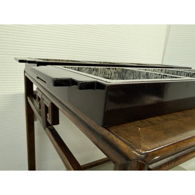 Black Lacquer Tray's With Removable Plates, Pair For Sale - Image 8 of 12