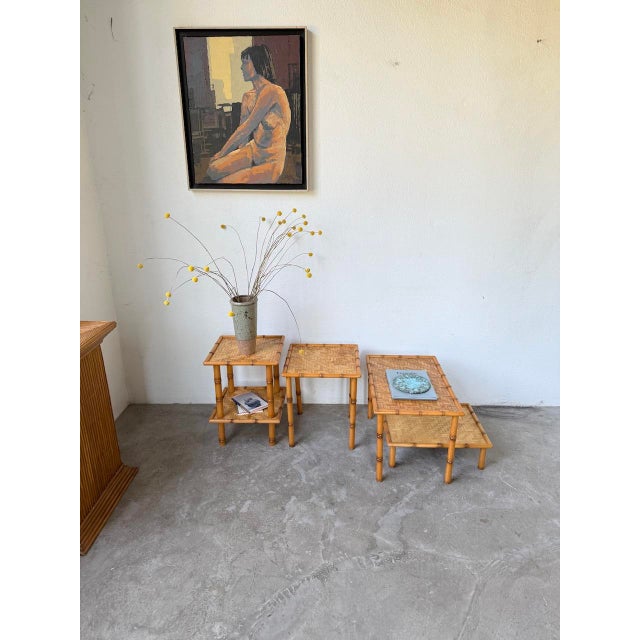 Nesting Tables in Rattan and Wicker, 1970, Set of 4 For Sale - Image 10 of 18