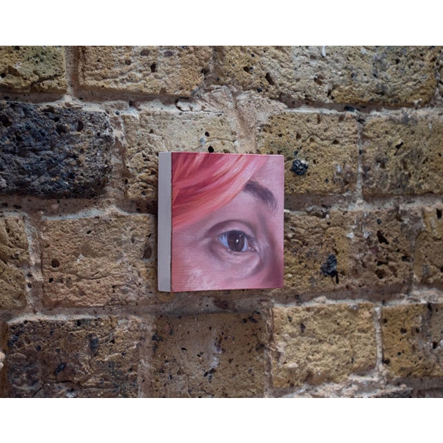 Figurative Soft Focus by Shaina Craft | Oil on wood close-up of a human eye For Sale - Image 3 of 5