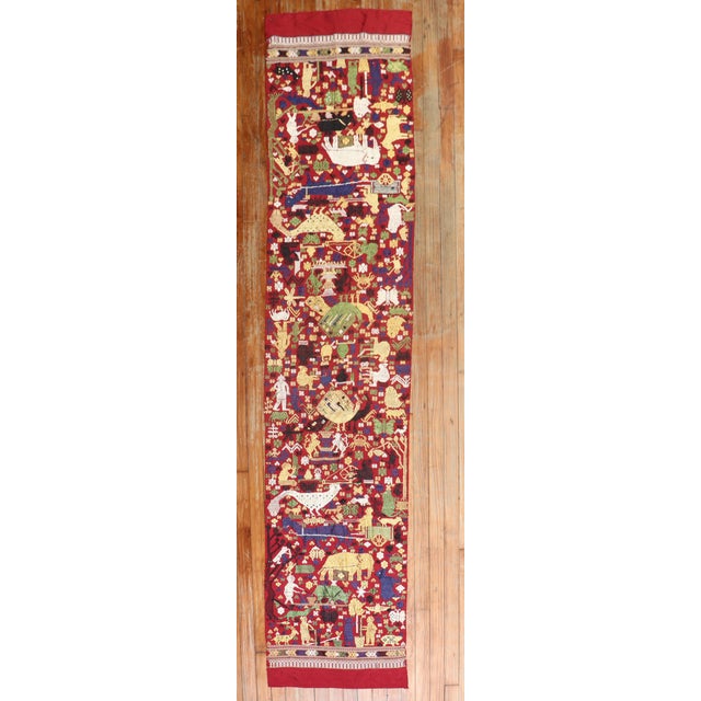 Early 21st Century Pictorial Egyptian Textile - 1'10" x 7'10" For Sale - Image 10 of 18