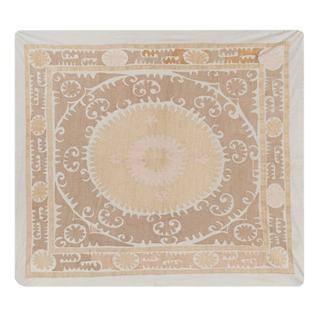 1960s Handmade Pastel Suzani Textile Art For Sale - Image 11 of 11