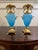 Blue Antique French Blue Opaline Vase Urn Pair With Ormolu Mounts Cherub Finials Eagle Handles 19th Century For Sale - Image 8 of 15