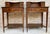 Pair of nightstands or secretary desk with French marquetry on the top, each one slightly oval in shape with a central...