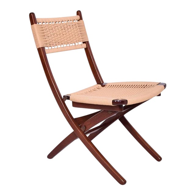Mid Century Danish Modern Rope Folding Chair Chairish