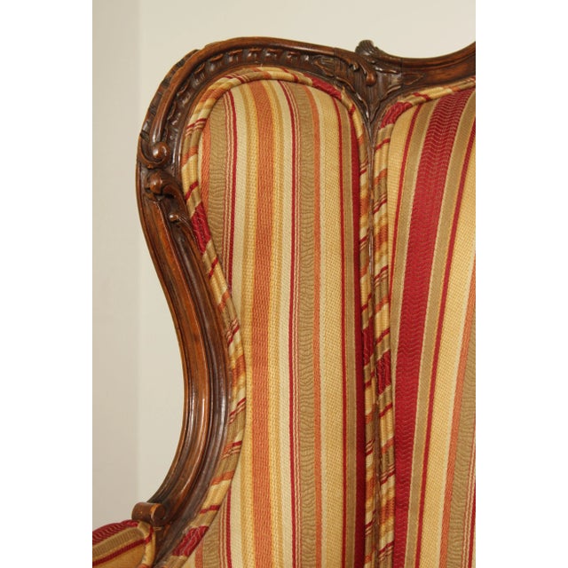 Antique Rococo Style Carved Wood Wingback Armchair For Sale - Image 11 of 13