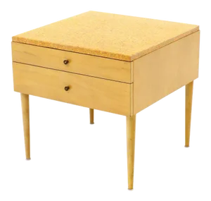 Paul Frankl for Johnson Furniture Cork Top Two Drawer Sqaure End Table Stand