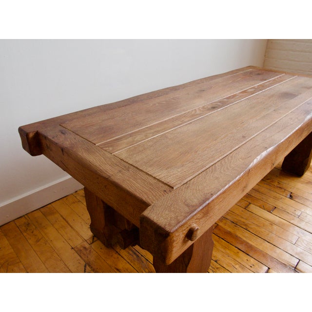 Brutalist French Brutalist Carved Oak Coffee Table, C. 1960 For Sale - Image 3 of 4