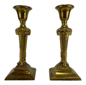 1960s Brass Ram Head Candlesticks - a Pair