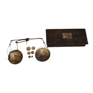 Early 1800s Apothecary Scale With Scruple and Drachma Weights For Sale