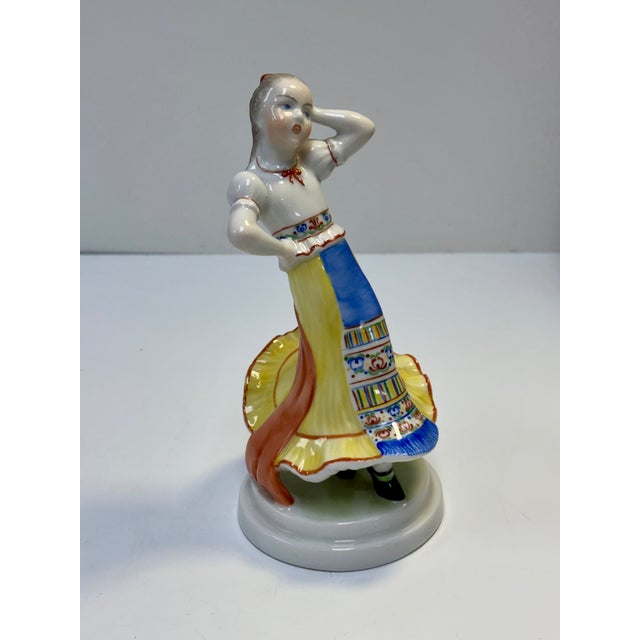 Herend Vintage Herend Porcelain Figurine of Hungarian Female Folk Dancer For Sale - Image 4 of 8