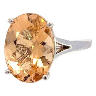 Natural Citrine Ring 6.5 14k W Gold 6.48 Cts Certified For Sale