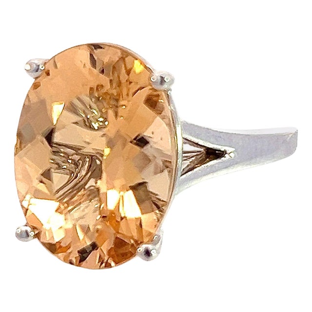 Natural Citrine Ring 6.5 14k W Gold 6.48 Cts Certified For Sale