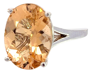 Natural Citrine Ring 6.5 14k W Gold 6.48 Cts Certified