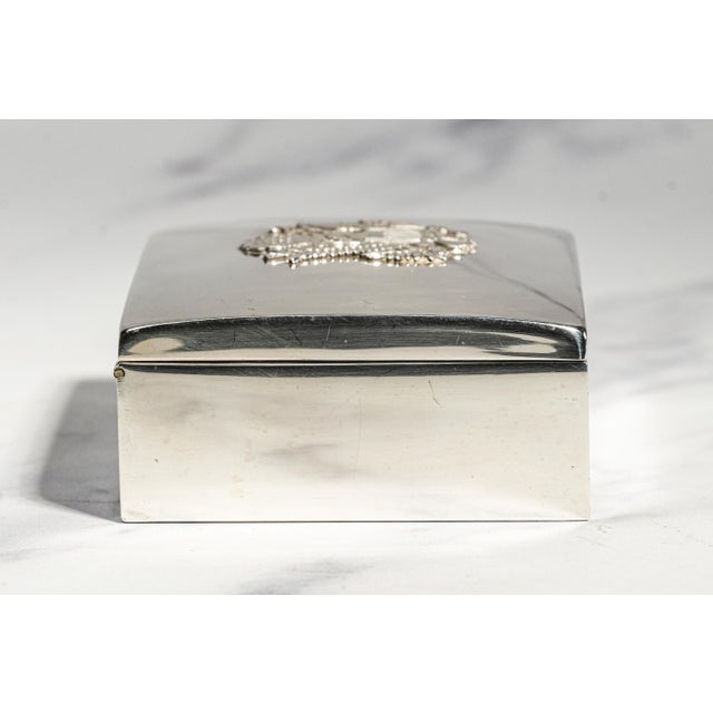 Mid Century Vintage Sterling Silver Box Eagle Emblem Desk Keepsake Box Luxury Home Decor For Sale - Image 9 of 14