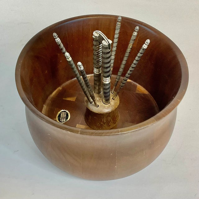 1970s Mid-Century Missouri Walnut Nut Bowl, Picks, Cracker - 8 Piece Set For Sale - Image 6 of 7