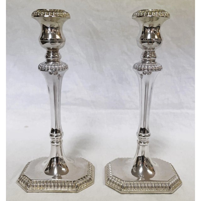 Vintage Stamped Sheffield Silverplate Candlesticks- a Pair For Sale - Image 13 of 13